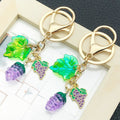 Purple Grape Cluster Keychain with Leaf and Mini Grape Charm view 1