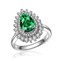 Pear-Shaped Double-Halo Ring In Four Center Stone Colors view 2