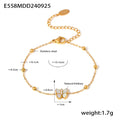 Gold Butterfly Bracelet Mother Of Pearl Wings Ball Chain view 6