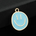 Enamel Smiley Face Charm Pendant Gold Tone Frame Six Colors view 2