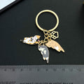 Three-Cat Calico Orange and Blue Enamel Paw Print Charm Keychain view 3