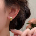 Gold Tone Brushed Oval Huggie Earrings Fashion Jewelry view 3
