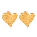 Textured Heart Stud Earrings Wrinkled Metal Gold Or Silver view 5