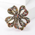 Looped Crystal Flower Brooch in Four Finishes Decorative Lapel Accessory view 7
