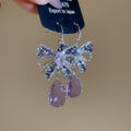 Silver Crystal Butterfly Bow Teardrop Earrings and Necklaces view 9