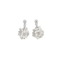 Round Floral Cluster Drop Earrings In White And Blue view 5