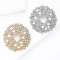 Crystal Floral Wreath Brooch With Polished Metal And Sculpted Decorative Details view 4