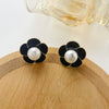 Black Camellia Studs