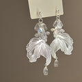 Textured Leaf Drop Earrings In Gold And Silver With Decorative Details view 1