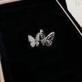 Silver Tone Crystal Wing Stud Earrings with Layered Feathers view 6