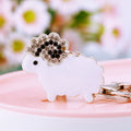 Jeweled Solid Color Sheep Keychains in Black White and Assorted Colors view 3