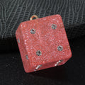 Glitter Resin Dice Charm Pendant with Rhinestone Dots Two Colors Two Sizes view 3