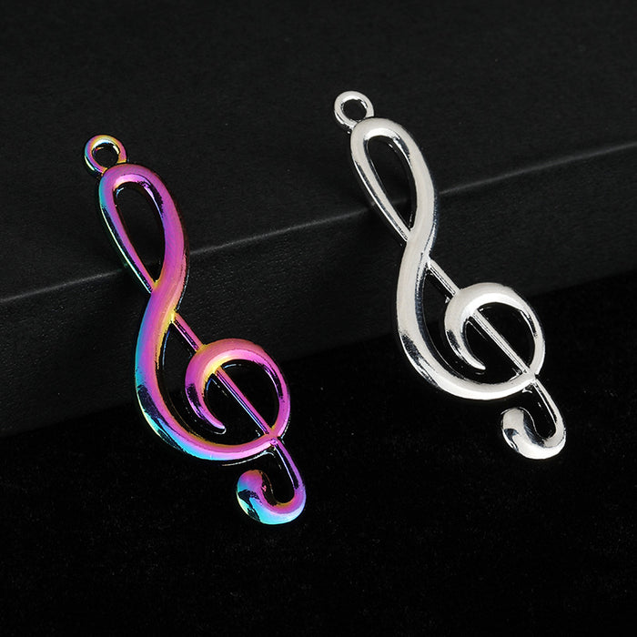 Treble Clef Music Note Metal Charm Pendant Two Finishes