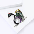 Enamel Swan Pearl Brooch Black or White Feather Branch Pin view 4