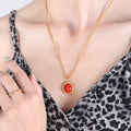 Gold Steel Round Rope Frame Red Turquoise Tiger Eye Necklace Studs view 3