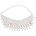 Silver Rhinestone Hollow Mesh Tassel Statement Choker Necklace view 5