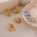 Twisted Rope Knot Hoop Earrings Gold Or Steel Finish view 2