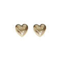 Brushed Texture Heart Stud Earrings Silver Gold Pair view 5