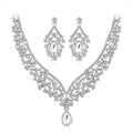 Black Silver Tone Crystal Chevron Garland Crystal Seven Designs Metal Necklace and Earring view 5