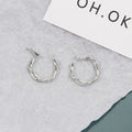 Gold and Silver Twisted Round Medium Size Hoop Earrings view 7