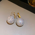 Crystal Covered Ball Gold Tone Huggie Drop Earrings view 6