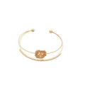Open Double Layer Zircon Rose Flower Cuff Bangle Silver Gold view 5