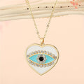 Gold Tone Heart Enamel Evil Eye Pendant Necklaces in Four Colors view 7