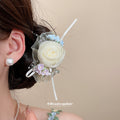 Cream Organza Rose Duckbill Hair Clips Five Floral Accents view 3
