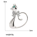 Metal Long Tail Cat Brooch with Rhinestone Bow Five Colors view 9