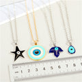 Gold Tone Shaped Evil Eye Pendant Necklaces in Four Designs view 2
