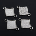 Square Double-Loop Bezel Connectors in Silver and Bronze Tones view 4