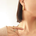 Gold U-Shaped Geometric Hoop Earrings Three Size Options view 8
