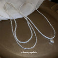 Silver Pearl Chip Bead Necklaces Heart Pendant Three Styles view 3