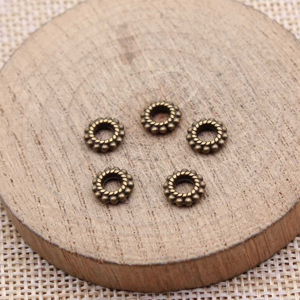 7.6x7.6x2.3mm 0.31g Multicolor Zinc Alloy Round Large Hole Spacer Beads for Bracelet Necklace DIY Making