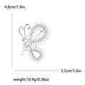 Pearl and Crystal Butterfly Brooch in Gold and Silver Tones view 6