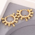 Gold Beaded Ball Accent Huggie Hoop Earrings with Drops view 3