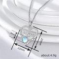 Silver Tone Mom Heart Pendant Necklace With Blue Round Stone view 4