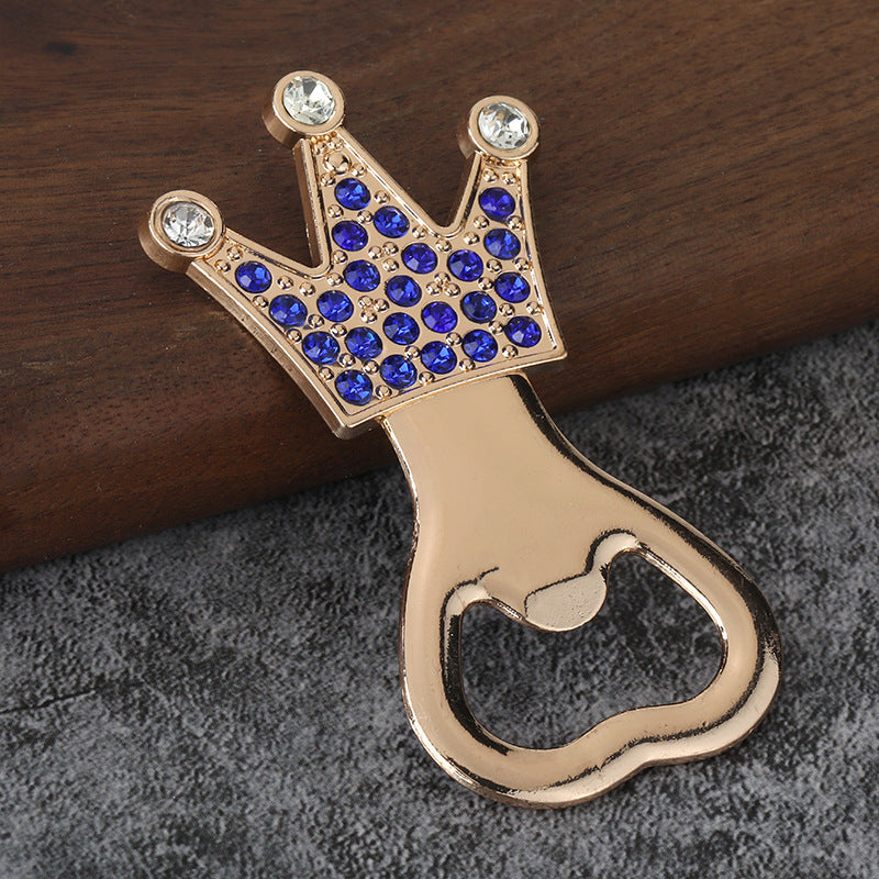 Colorful Crown Rhinestone Bottle Opener Keychain for Beer Gifts