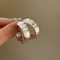 Wide Polka Dot Hoop Earrings in Gold and Silver Tone view 2
