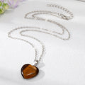 Silver Tone Heart Stone Style Pendant Necklaces in Eleven Colors view 2