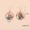 Gold Round Resin Pressed Flower Drop Earrings 3 Styles view 4