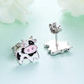 Silver Enamel Spotted Cow Stud Earrings Alloy Pair view 4