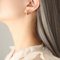 Small Crystal Pave Huggie Hoop Earrings Gold Steel Tones view 4