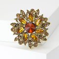 Crystal Flower Brooch Gold Silver Multicolor Rhinestone Pin view 4