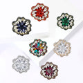 Openwork Crystal Flower Brooch Antique Frame Seven Colors view 2