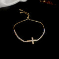 Gold Adjustable Crystal Cat Eye Cross Flower Bracelets view 8