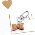 Pink and Brown Polka Dot Bow Earrings and Clip Keychains view 7