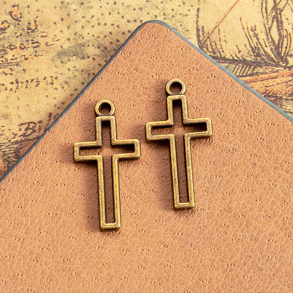 23x11mm Hollow Cross Alloy Charm Pendant
