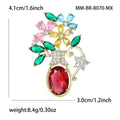 Multicolor Zircon Flower Vase Brooch Gold Tone Setting view 5