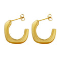 Chunky Thick Smooth C-Shape Hoop Earrings Gold Or Steel Tone view 5